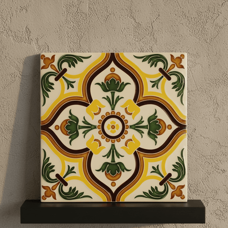 Azulejo hispano-maure artisanal 14x14cm | Fait main Portugal Azulejo Hispano-Maure 14x14cm