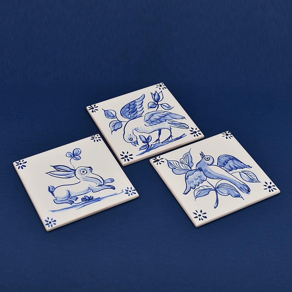 Azulejo portugais I Carreau de faience représentant un moineau Azulejo 11x11cm - Pássaro