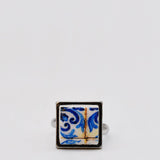 Bague carrée aux motifs azulejos I Bijoux fantaisie portugais Bague "Azulejos"