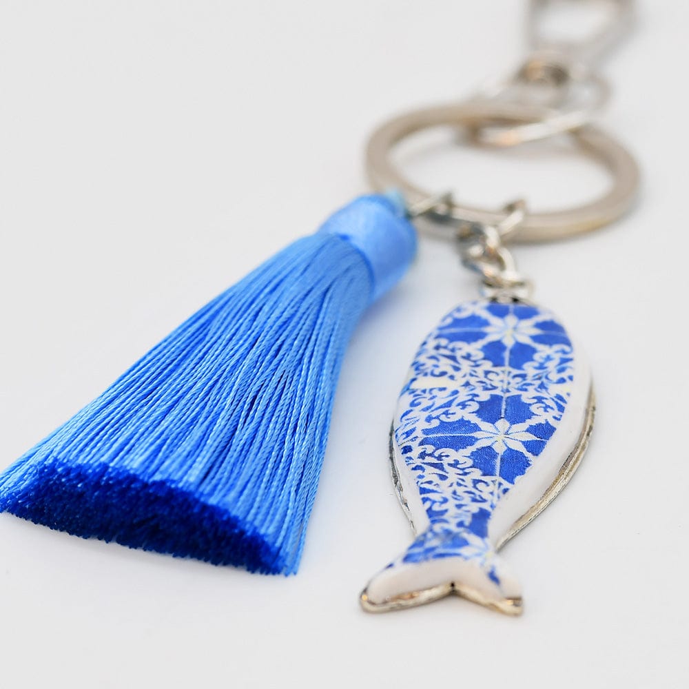 Bague carrée aux motifs azulejos I Bijoux fantaisie portugais Porte-clés "Azulejos"