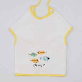Bavoir rouge en coton aux motifs sardines portugaises Bavoir en coton "Sardinhas" - Jaune
