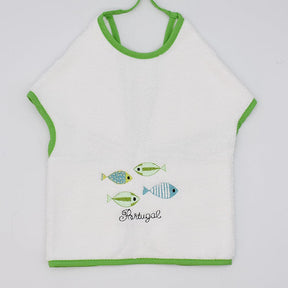 Bavoir rouge en coton aux motifs sardines portugaises Bavoir en coton "Sardinhas" - Vert