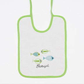 Bavoir vert en coton aux motifs sardines portugaises Bavoir en coton "Sardinhas" - Vert