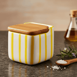 Boite de rangement de cuisine jaune et blanc Boite de cuisine rayée "Costa Nova Mar" - Jaune