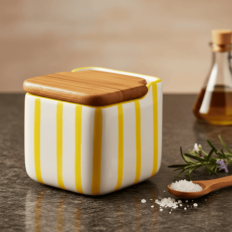 Boite de rangement de cuisine jaune et blanc Boite de cuisine rayée "Costa Nova Mar" - Jaune
