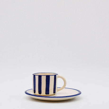 Bol à céréales en céramique portugaise I Vaisselle du Portugal en ligne Tasse et sous-tasse "Costa Nova Mar" - Bleu