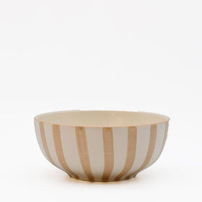 Bol à céréales en céramique portugaise rayé moka et blanc Bol à céréales rayé "Costa Nova Mar" 16cm - Moka