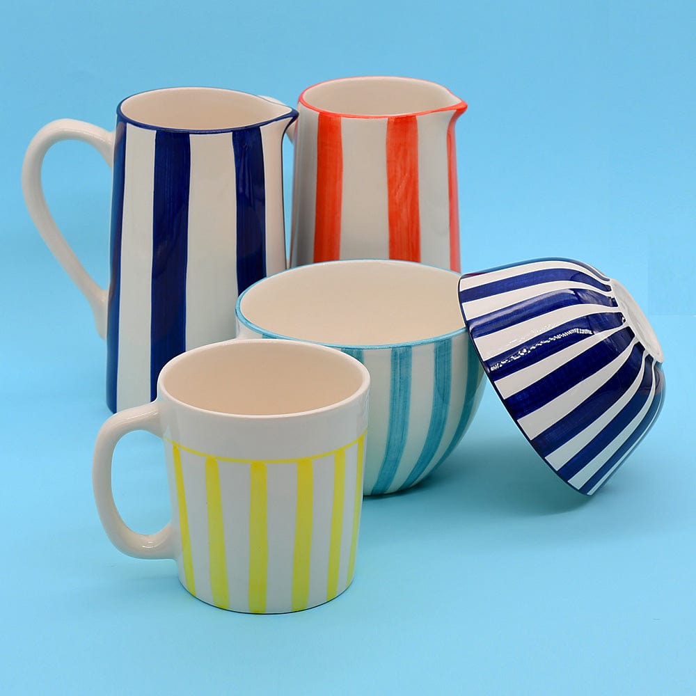 Bol en porcelaine portugaise I Vaisselle du Portugal en ligne Bol rayé "Costa Nova Mar" - Bleu