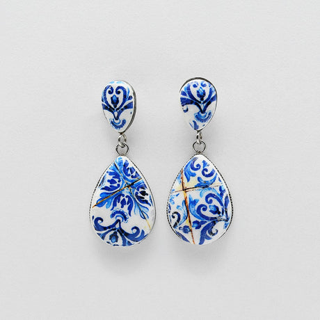 Boucles d'oreille aux motifs azulejos I Bijoux fantaisie portugais Boucles d'oreilles "Azulejos"