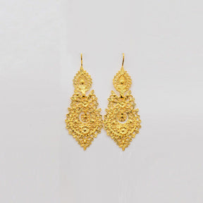 Boucles d’Oreilles Brincos à Rainha – Filigrane Portugais 5,5 cm Brincos À Rainha I Boucles d'oreille en argent doré - 5.5cm