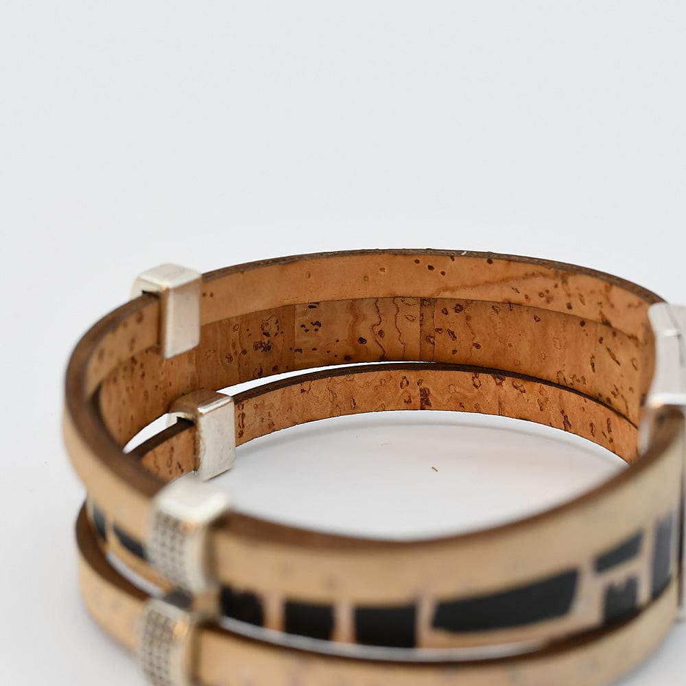 Bracelet en liège tressé noir – Unisexe, élégant et artisanal Bracelet en liège