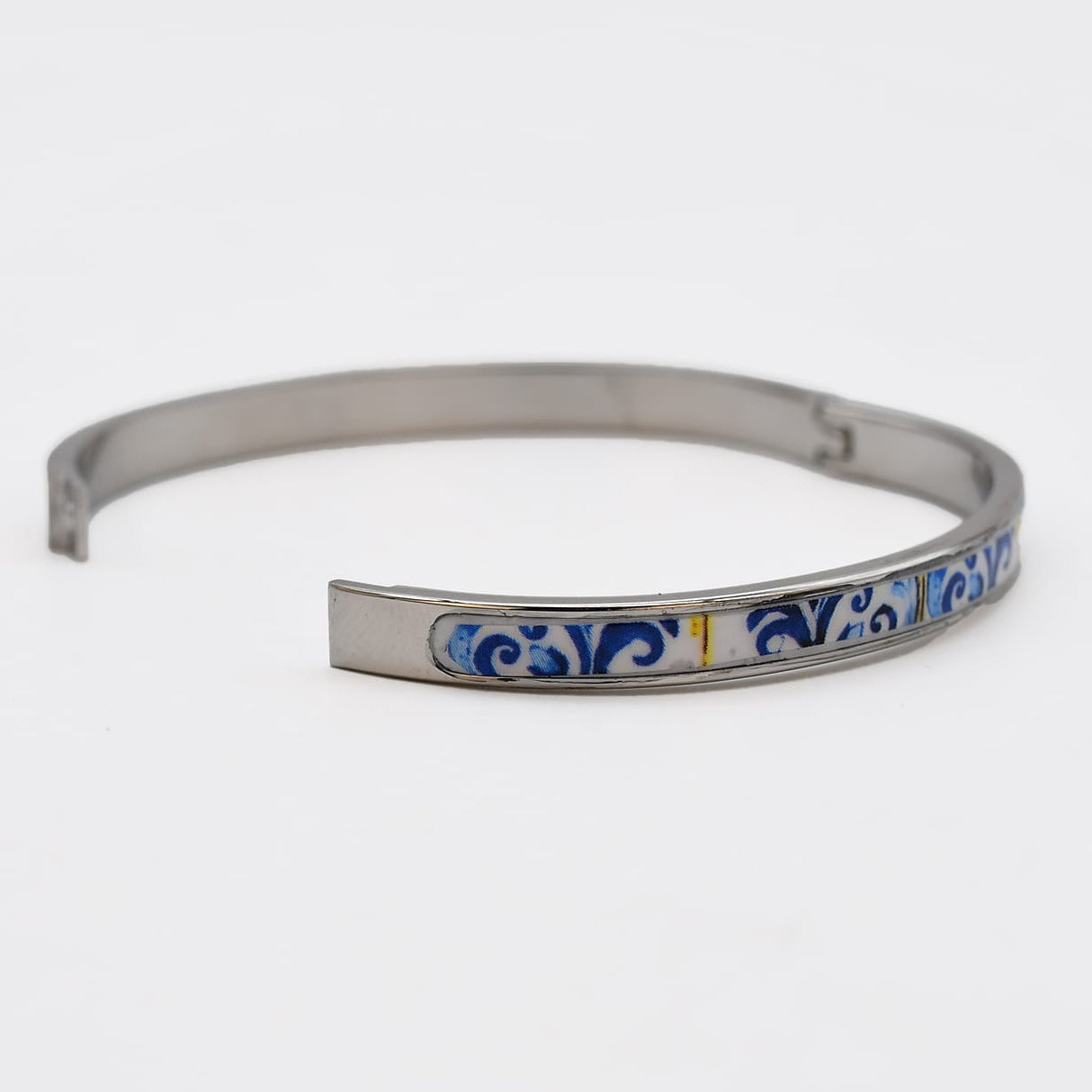 Bracelet en métal aux motifs azulejos bleus I Bijoux fantaisie portugais Bracelet "Azulejos"