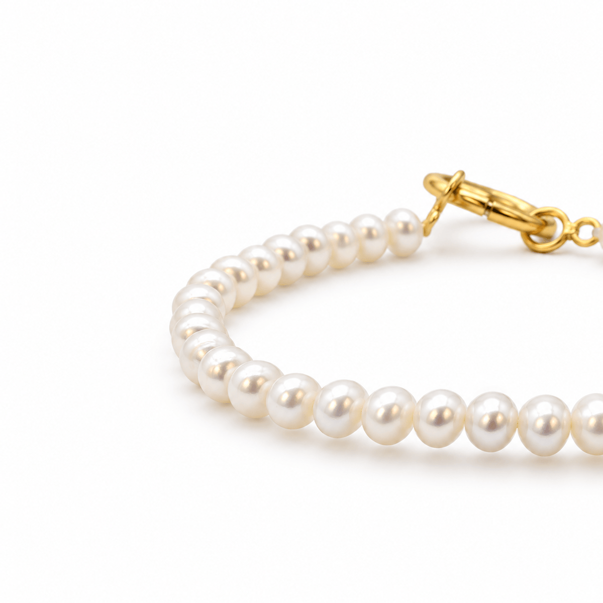 Bracelet en perles blanches avec fermoir doré Bracelet de perles blanches