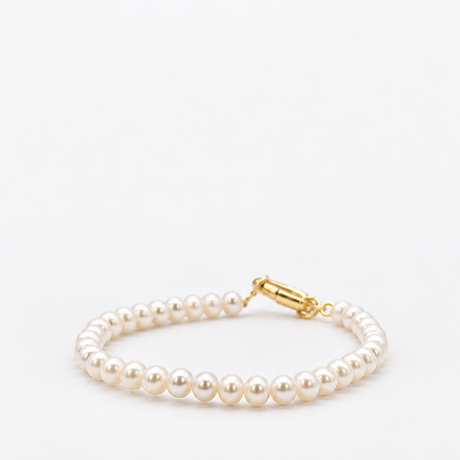 Bracelet en perles blanches avec fermoir doré Bracelet de perles blanches