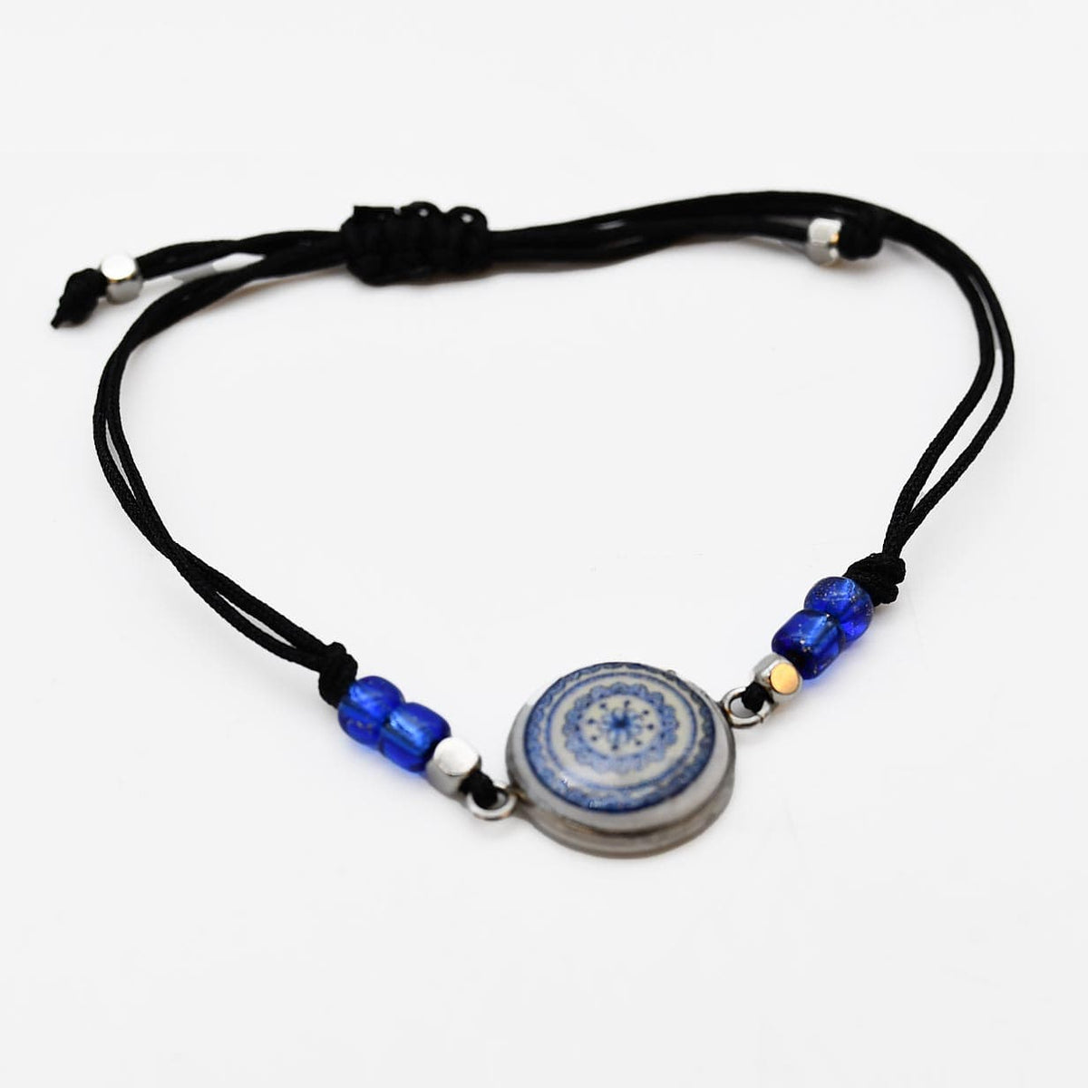 Bracelet médaillon azulejo bleu et blanc | Bijou portugais Bracelet "Azulejos"