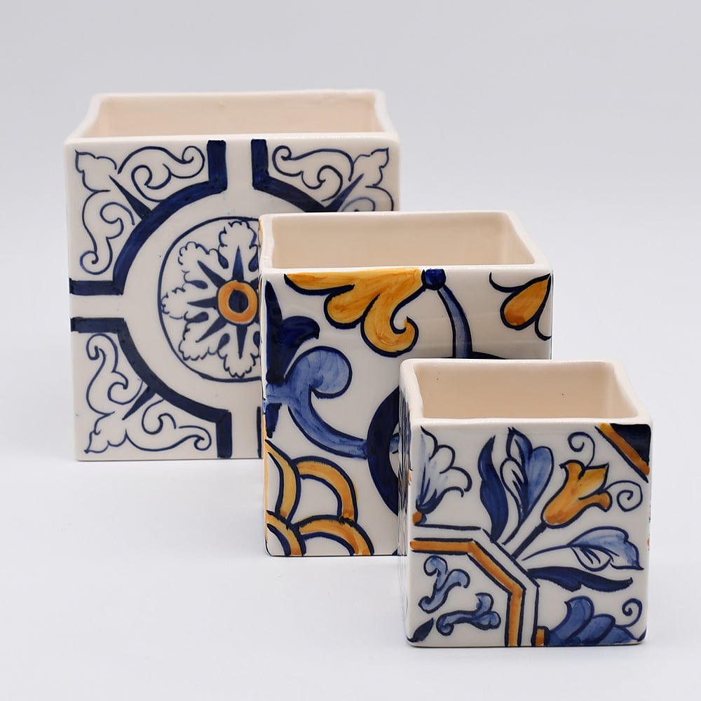 Cache pot en céramique "Azulejos" - 14cm