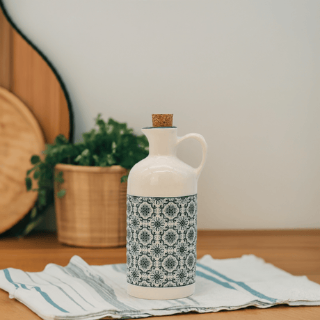 Carafe à huile en céramique motifs azulejos verts Carafe à huile en céramique "Padrão" - Verte