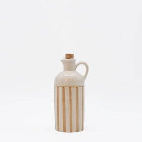 Carafe rayée moka et blanche avec bouchon en liège Carafe à bouchon rayée "Costa Nova Mar" 18cm - Moka