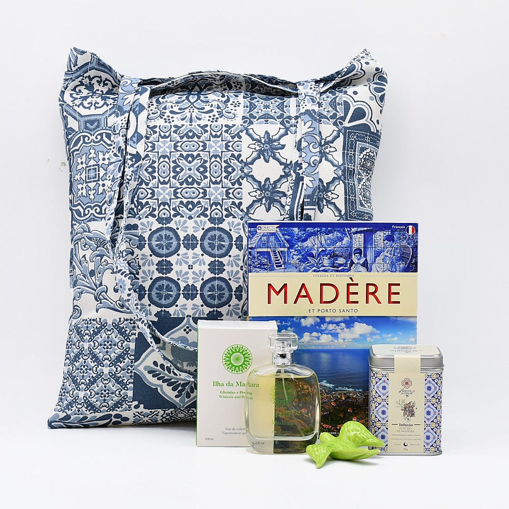 Coffret cadeau portugais I L'île de Madeire Coffret cadeau "Madeira" Français / En Tote bag "Azulejos"