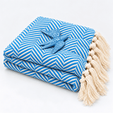 Coffret cadeau portugais plaid turquoise & hirondelle en céramique Sac cadeau I Plaid à chevrons turquoise et hirondelle assortie