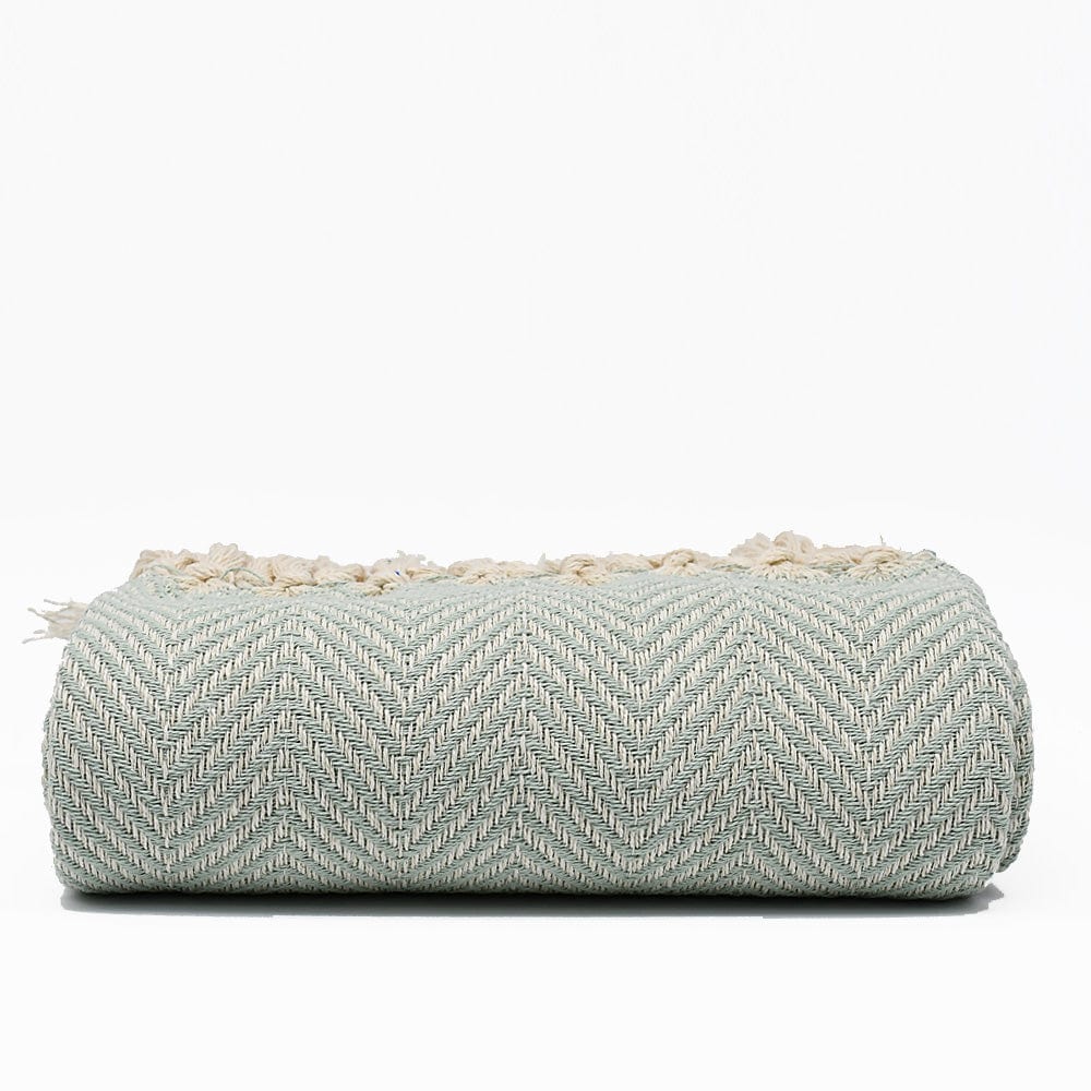 Coffret cadeau portugais plaid vert & hirondelle en céramique Sac cadeau I Plaid à chevrons vert et hirondelle assortie