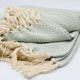Coffret cadeau portugais plaid vert & hirondelle en céramique Sac cadeau I Plaid à chevrons vert et hirondelle assortie
