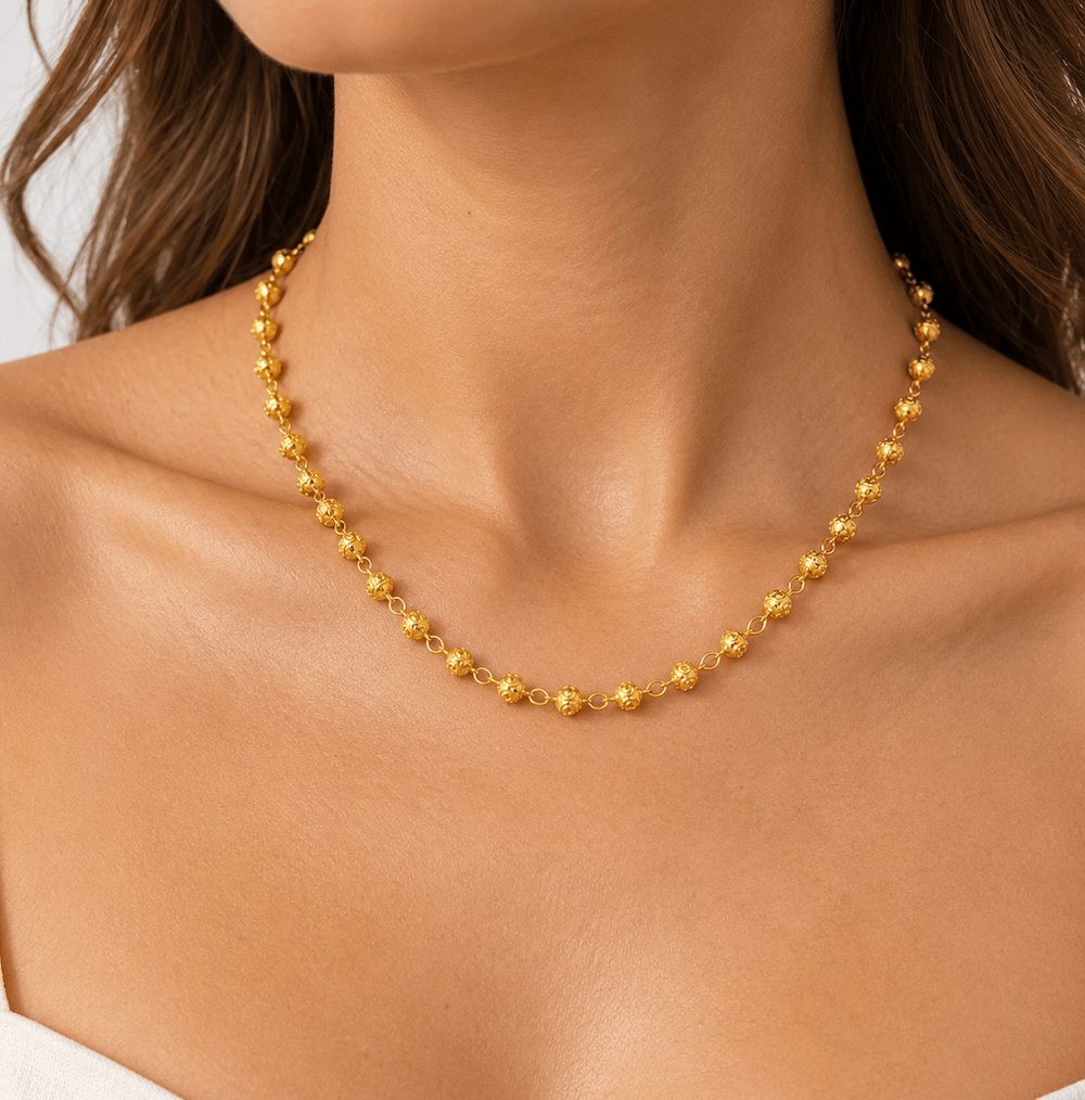 Collier doré à perles traditionnelles de Viana I Luisa Paixao Conta de Viana I Collier de perles en argent doré
