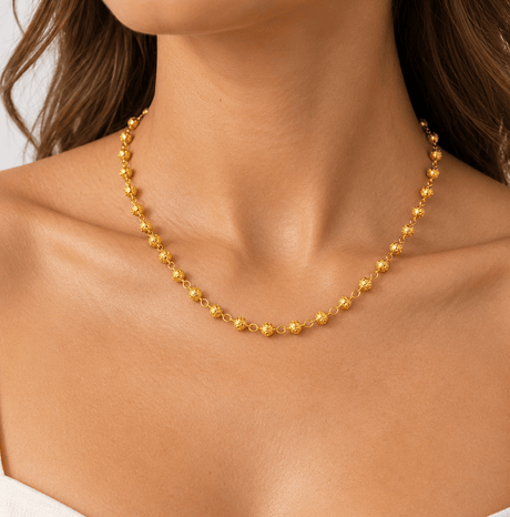 Collier doré à perles traditionnelles de Viana I Luisa Paixao Conta de Viana I Collier de perles en argent doré