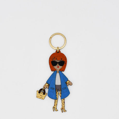 Collier en liège double tour et perle turquoise Porte-clés en liège - Bleu