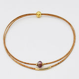 Collier en liège et 4 perles grises élégant et artisanal Collier en liège et perle - Rose