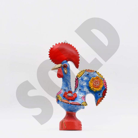 Coq de Barcelos I Statuette en céramique du Portugal  Coq de Barcelos 25cm bleu - Prazeres Côta