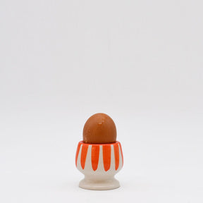 Coquetier en céramique rayé orange et blanc Coquetier rayé "Costa Nova Mar" - Orange