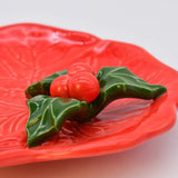 Coupe à apéritif rouge avec feuille de houx I Vaisselle portugaise Petite assiette en céramique "Avezinho" rouge