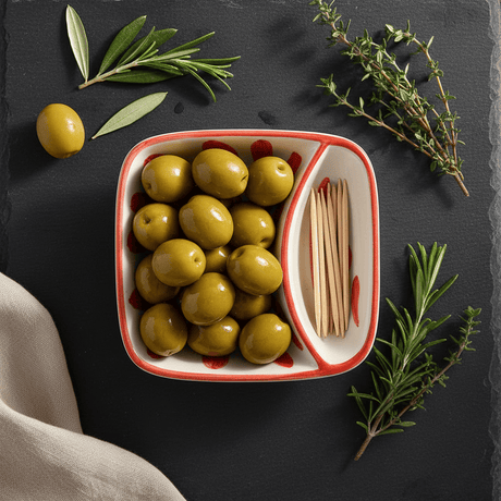 Coupe à olives en céramique portugaise rouge Petite assiette à olives en céramique "Andorinha" - Rouge