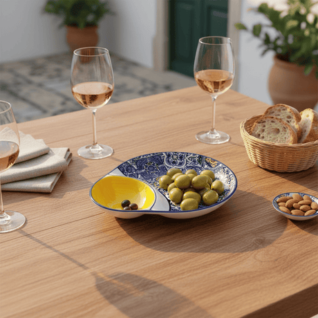 Coupe à olives traditionnelle du Portugal Petite assiette à olives en céramique "Azulejos" - Jaune