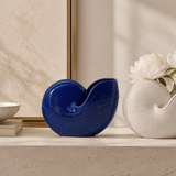 Coupe en céramique en forme de coquillage bleue Cobalt Coquillage en céramique 17cm - Bleu Cobalt