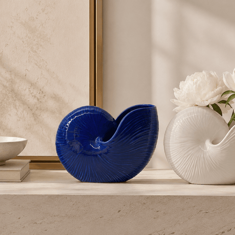 Coupe en céramique en forme de coquillage bleue Cobalt Coquillage en céramique 17cm - Bleu Cobalt