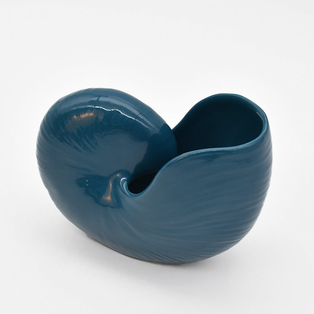 Coupe en céramique en forme de coquillage bleue pétrole Coquillage en céramique 17cm - Bleu Pétrole