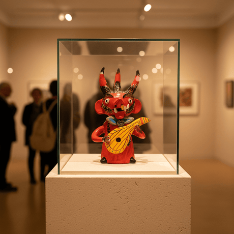 Diable à la guitare en terre cuite - Original de Prazeres Cota Diabo com guitarra 30cm - Prazeres Côta