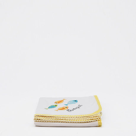 Doudou jaune en coton aux motifs sardines portugaises Doudou en coton "Sardinhas" - Jaune