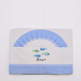 Doudou jaune en coton aux motifs sardines portugaises Tour de lit en coton "Sardinhas" - Bleu