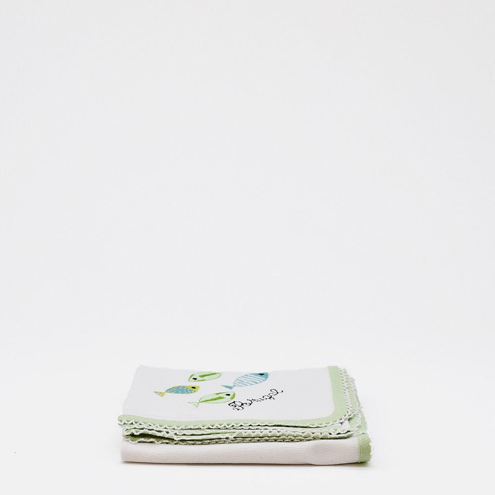 Doudou vert en coton aux motifs sardines portugaises Doudou en coton "Sardinhas" - Vert