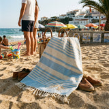 Drap de plage portugais turquoise 100% coton | Léger & séchage rapide Drap de plage portugais en coton - Turquoise