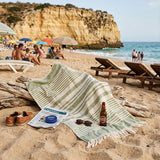 Drap de plage portugais vert 100% coton | Léger & séchage rapide Drap de plage portugais en coton - Vert