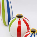 Ensemble de 3 soliflores multicolores I Vases en céramique du Portugal Ensemble de 3 vases rayés multicolores