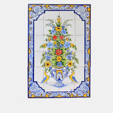 Fresque d'azulejos portugais peinte à la main I Motifs floraux Fresque d'azulejos 90x60cm