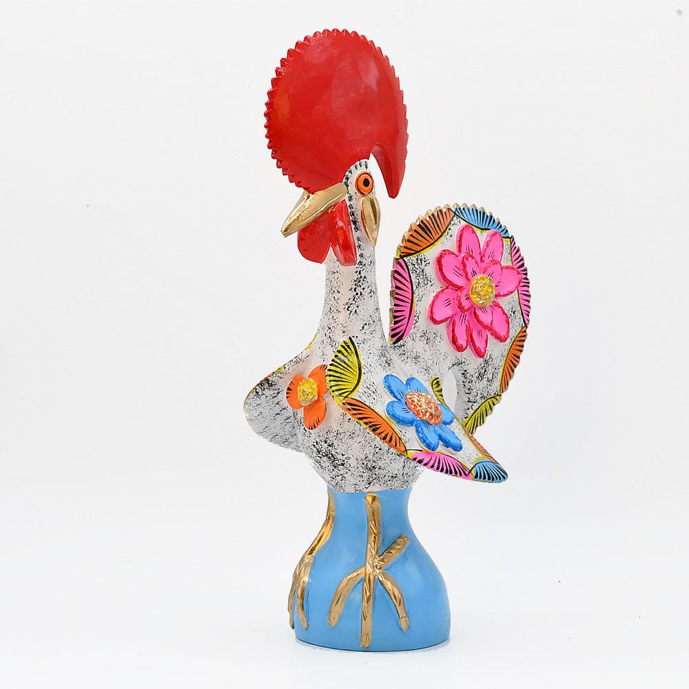 Grand Coq du Portugal blanc en terre cuite Prazeres Cota Coq de Barcelos 40cm blanc - Prazeres Côta