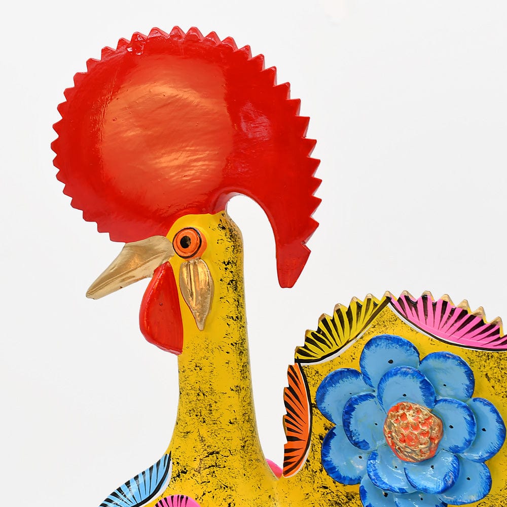 Grand Coq du Portugal jaune en terre cuite Prazeres Cota Coq de Barcelos 40cm jaune - Prazeres Côta