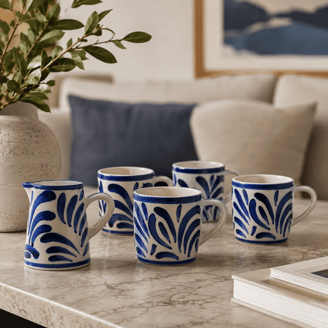 Grand mug en céramique portugaise bleu Grand mug en céramique "Andorinha" - Bleu