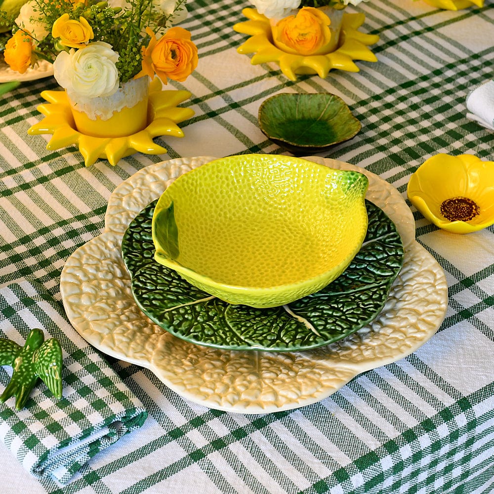 Grande assiette blanche en forme de chou I Vaisselle portugaise Assiette en céramique en forme de choux 31 cm - Blanc cassé